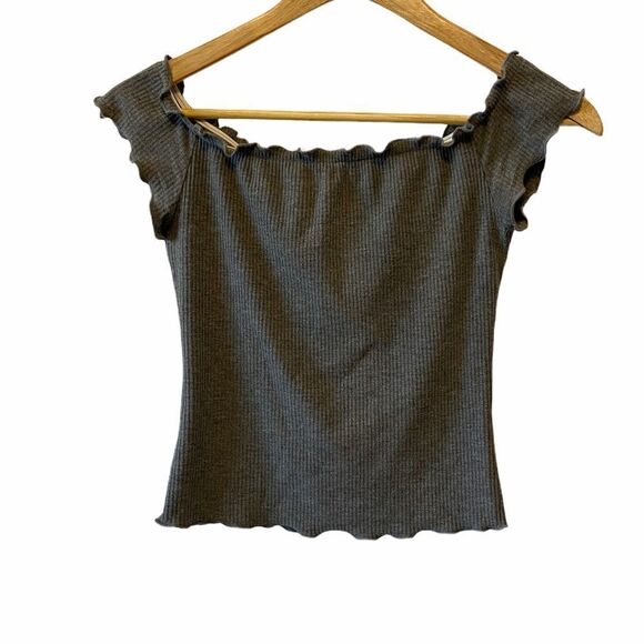 Rebel Sugar Tops - NWOT REBEL SUGAR Grey Cropped Ribbed Top XS